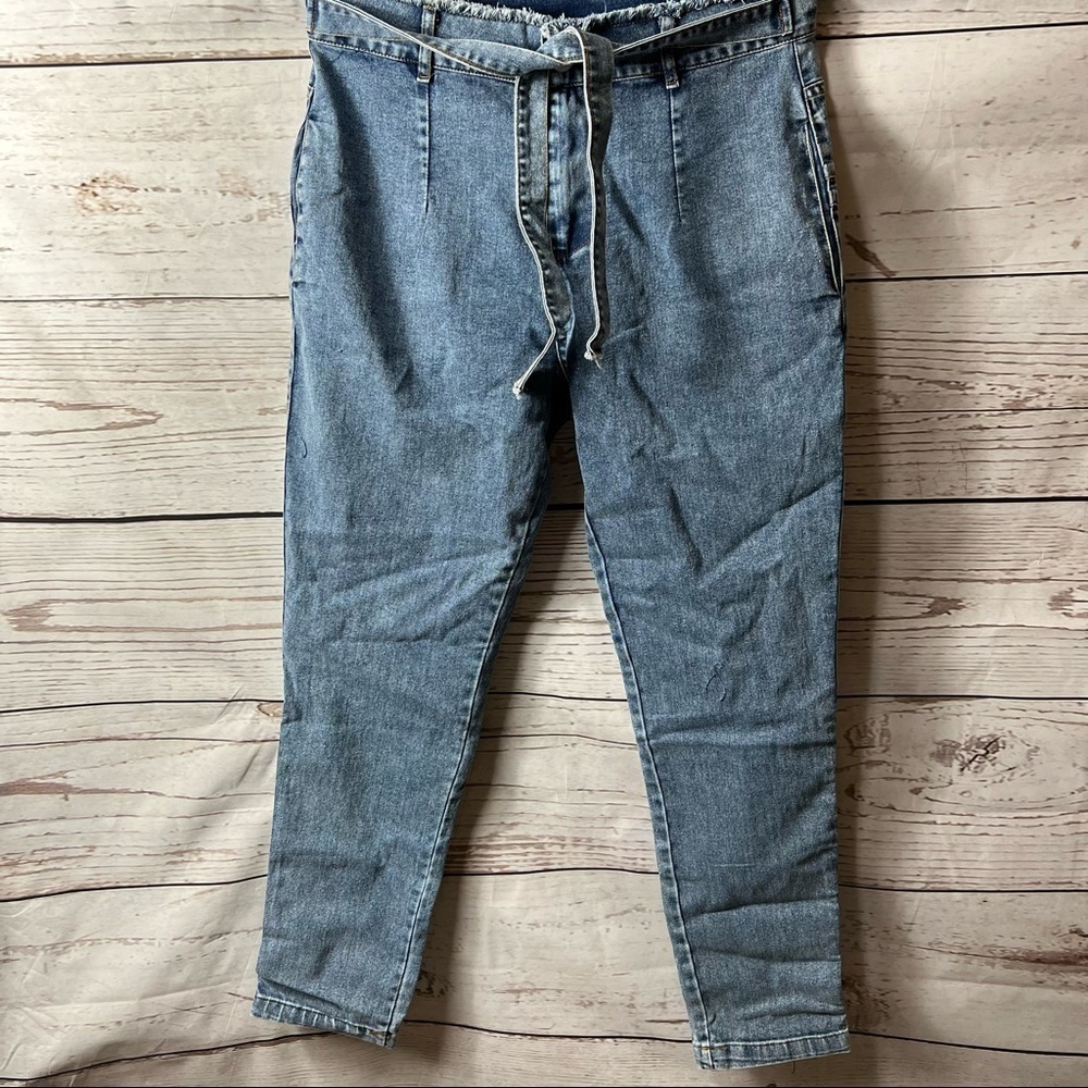 Nwt High Waist Paper Bag Belt Jeans - Picture 4 of 6